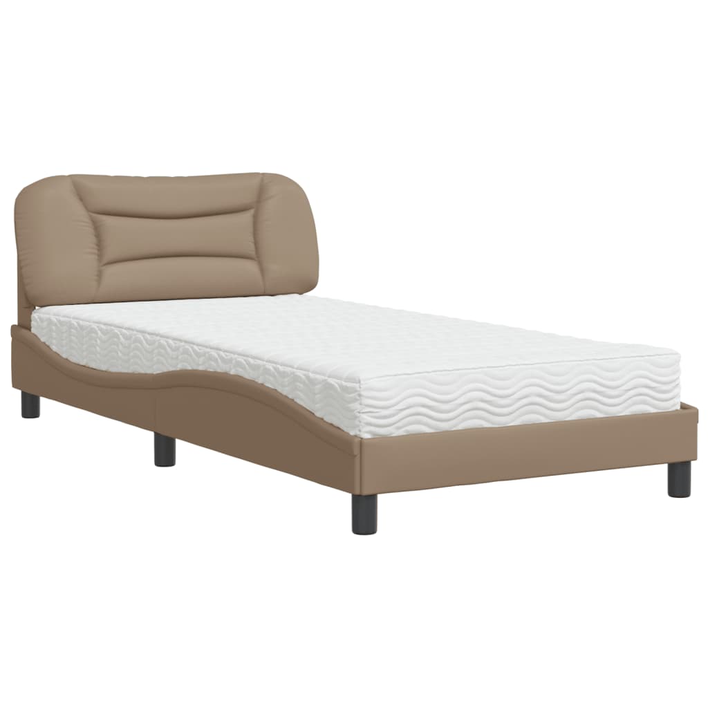 Letto con Materasso Hvar Cappuccino 100x200cm Similpelle - homemem39