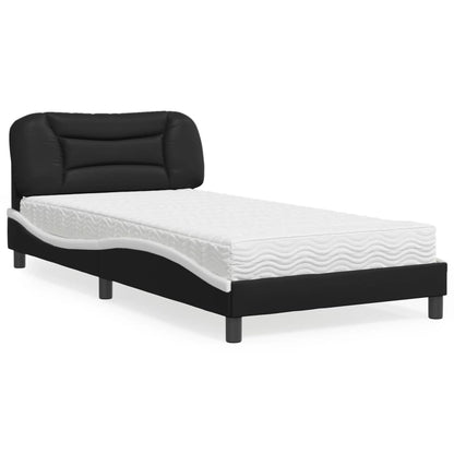 Letto con Materasso Hvar Nero e Bianco 100x200 cm in Similpelle - homemem39