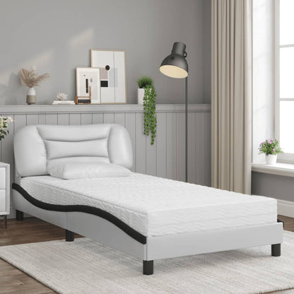 Letto con Materasso Hvar Bianco e Nero 100x200 cm in Similpelle - homemem39