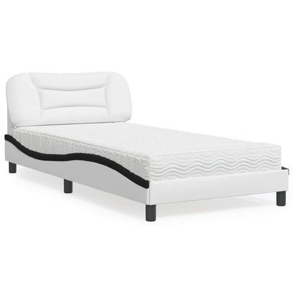 Letto con Materasso Hvar Bianco e Nero 100x200 cm in Similpelle - homemem39
