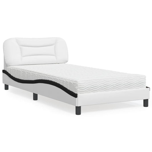 Letto con Materasso Hvar Bianco e Nero 100x200 cm in Similpelle - homemem39
