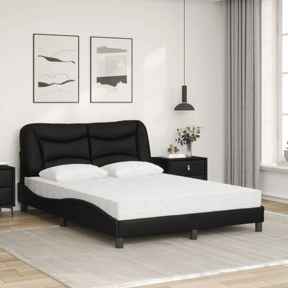 Letto con Materasso Hvar Nero 120x200 cm in Similpelle