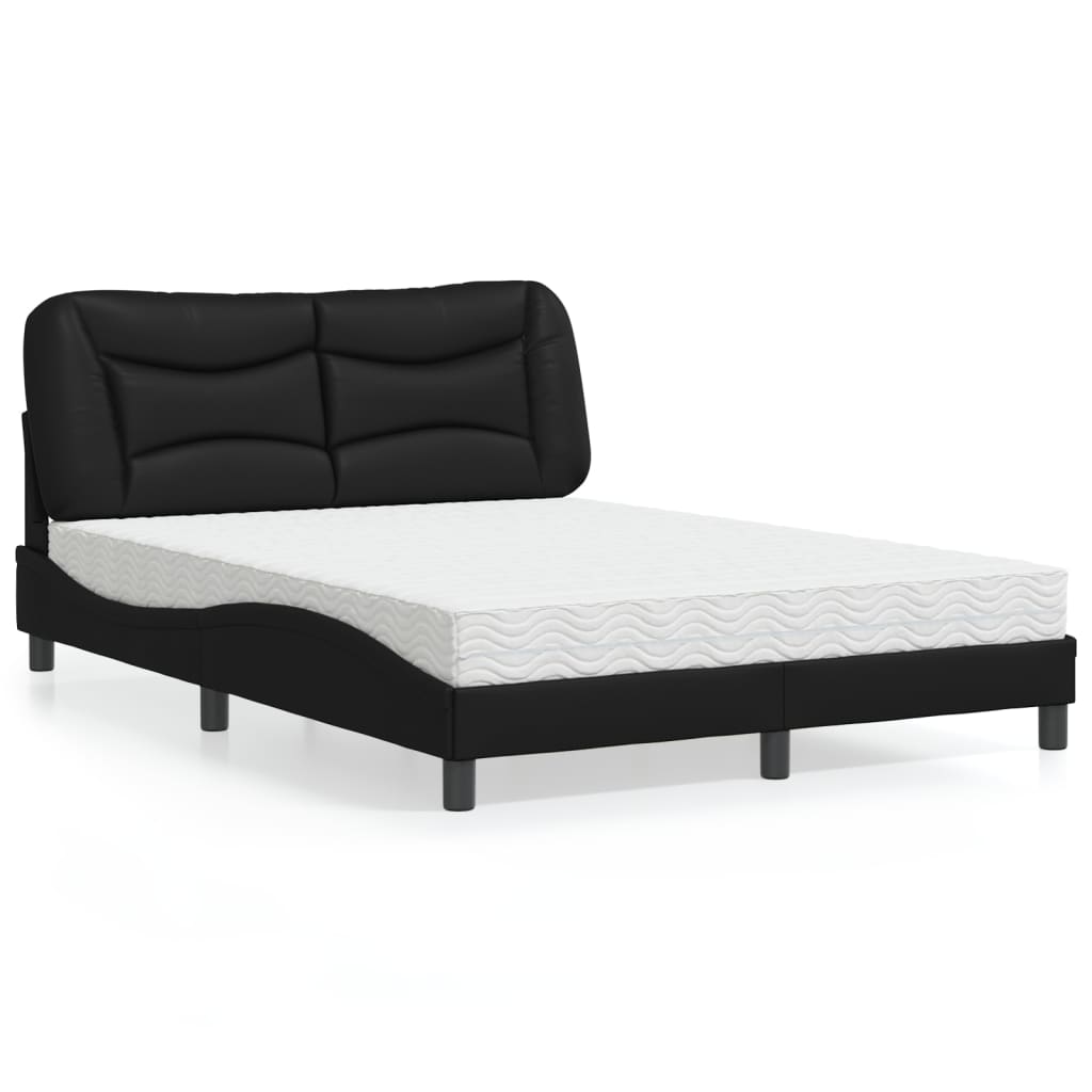 Letto con Materasso Hvar Nero 120x200 cm in Similpelle