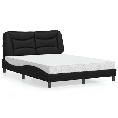 Letto con Materasso Hvar Nero 120x200 cm in Similpelle
