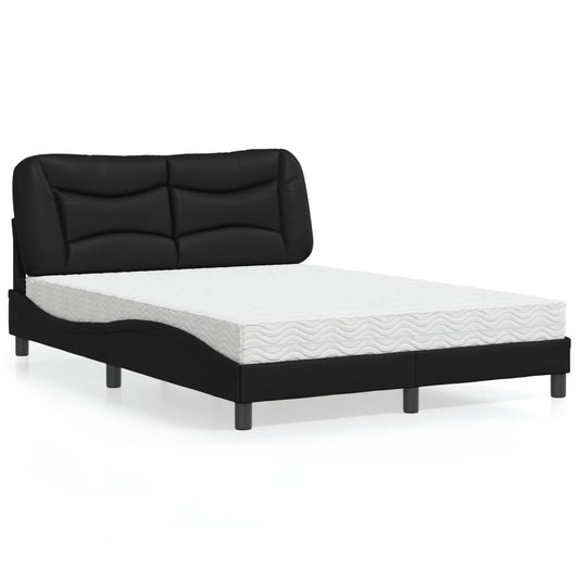 Letto con Materasso Hvar Nero 120x200 cm in Similpelle