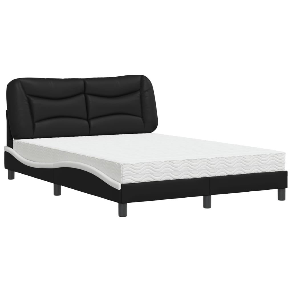 Letto con Materasso Hvar Nero e Bianco 120x200 cm in Similpelle