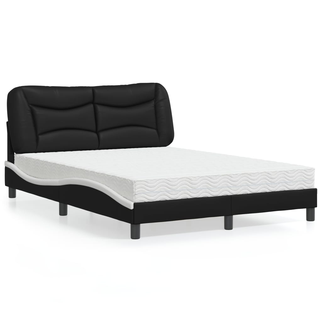 Letto con Materasso Hvar Nero e Bianco 120x200 cm in Similpelle