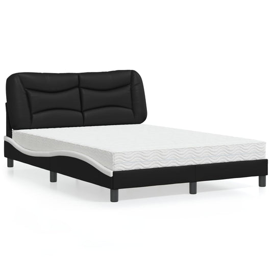 Letto con Materasso Hvar Nero e Bianco 120x200 cm in Similpelle