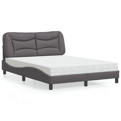 Letto con Materasso Hvar Grigio 140x190 cm in Similpelle - homemem39