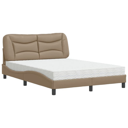 Letto con Materasso Hvar Cappuccino 140x190cm Similpelle - homemem39