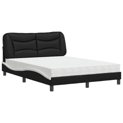 Letto con Materasso Hvar Nero e Bianco 140x190 cm in Similpelle - homemem39