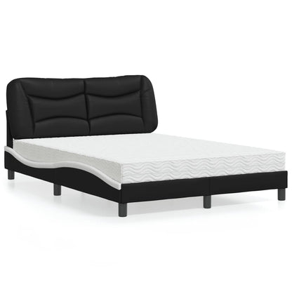 Letto con Materasso Hvar Nero e Bianco 140x190 cm in Similpelle - homemem39