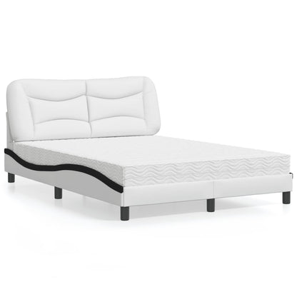 Letto con Materasso Hvar Bianco e Nero 140x190 cm in Similpelle - homemem39
