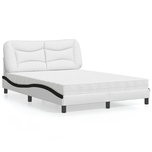 Letto con Materasso Hvar Bianco e Nero 140x190 cm in Similpelle - homemem39