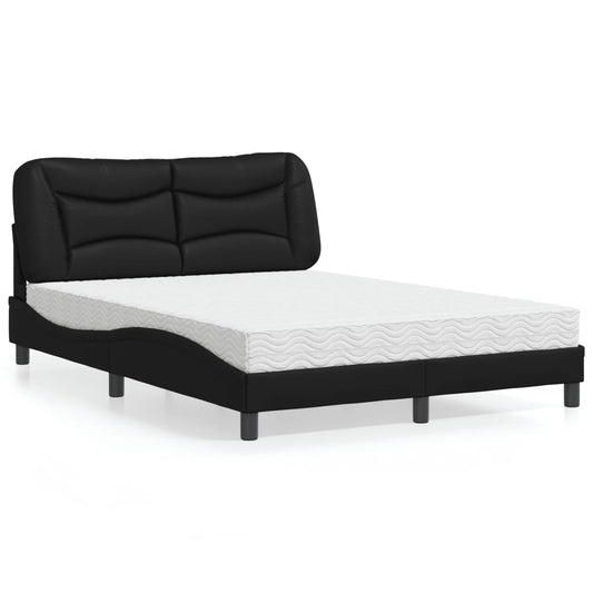 Letto con Materasso Hvar Nero 140x200 cm in Similpelle - homemem39