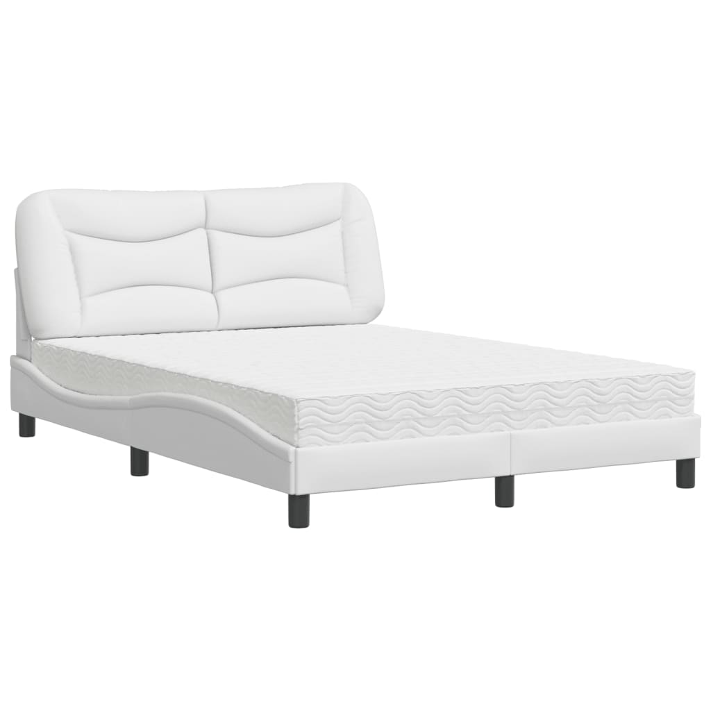 Letto con Materasso Hvar Bianco 140x200 cm in Similpelle - homemem39