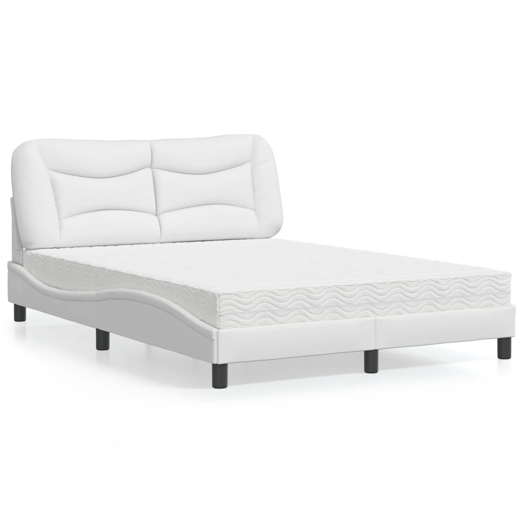 Letto con Materasso Hvar Bianco 140x200 cm in Similpelle - homemem39