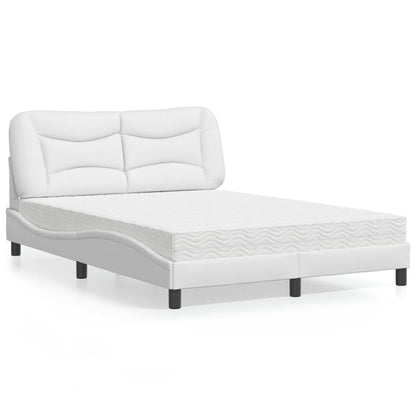 Letto con Materasso Hvar Bianco 140x200 cm in Similpelle - homemem39