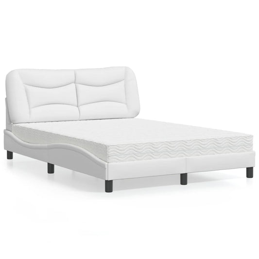 Letto con Materasso Hvar Bianco 140x200 cm in Similpelle - homemem39