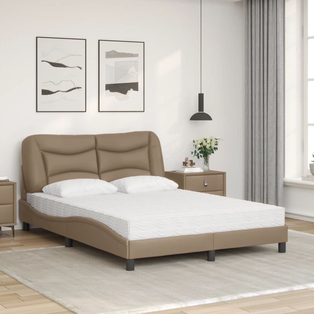 Letto con Materasso Hvar Cappuccino 140x200cm Similpelle | homemem39
