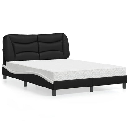 Letto con Materasso Hvar Nero e Bianco 140x200 cm in Similpelle - homemem39