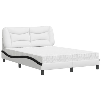 Letto con Materasso Hvar Bianco e Nero 140x200 cm in Similpelle - homemem39
