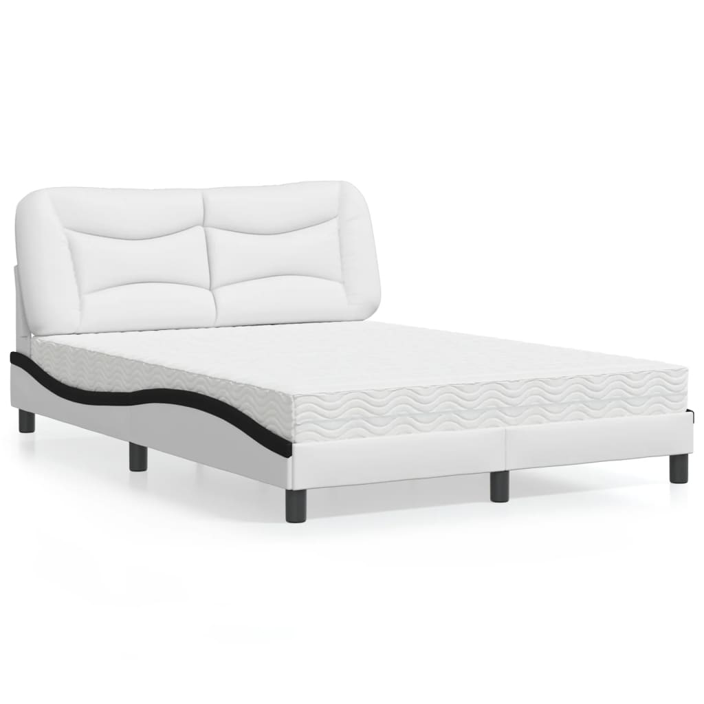 Letto con Materasso Hvar Bianco e Nero 140x200 cm in Similpelle - homemem39