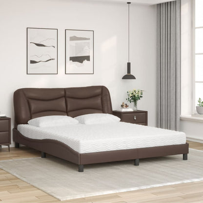 Letto con Materasso Hvar Marrone 160x200cm in Similpelle - homemem39