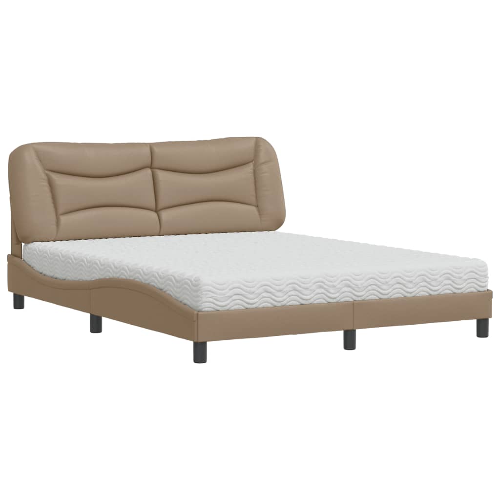 Letto con Materasso Hvar Cappuccino 160x200cm Similpelle - homemem39
