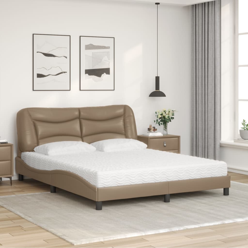 Letto con Materasso Hvar Cappuccino 160x200cm Similpelle - homemem39