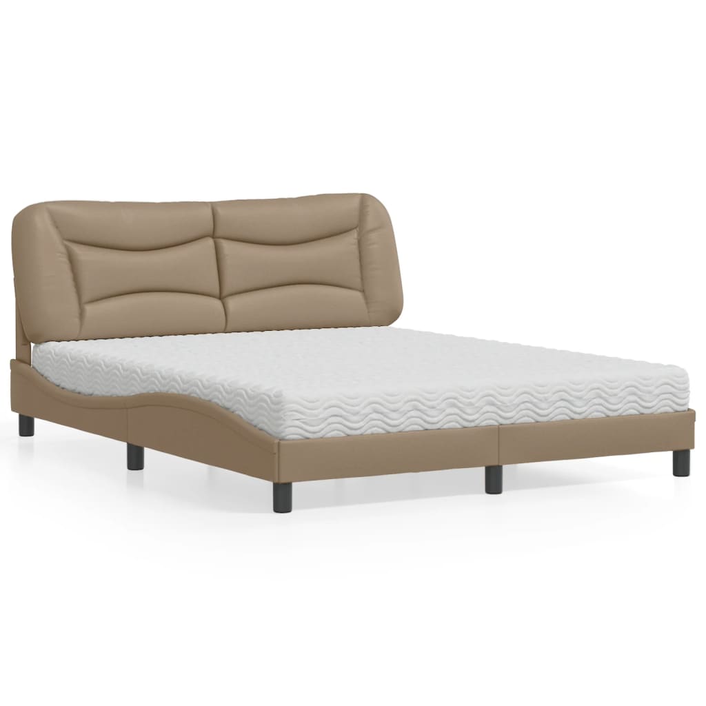 Letto con Materasso Hvar Cappuccino 160x200cm Similpelle - homemem39