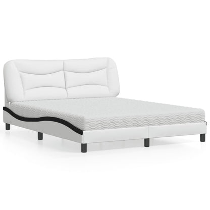 Letto con Materasso Hvar Bianco e Nero 160x200cm Similpelle - homemem39
