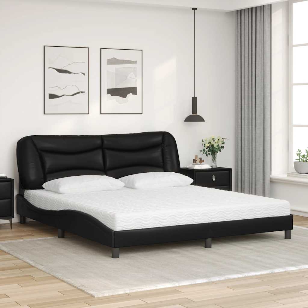 Letto con Materasso Hvar Nero 180x200 cm in Similpelle - homemem39