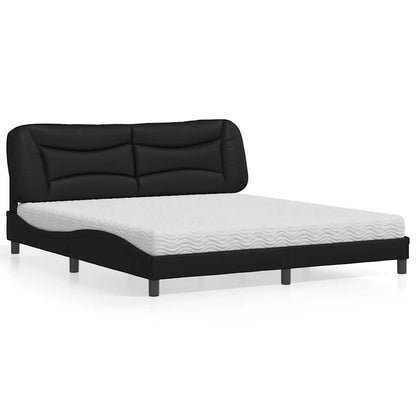Letto con Materasso Hvar Nero 180x200 cm in Similpelle - homemem39