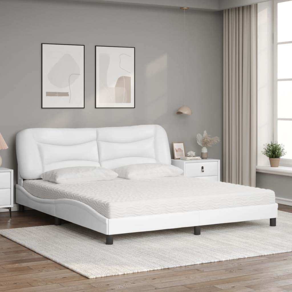 Letto con Materasso Hvar Bianco 180x200 cm in Similpelle - homemem39