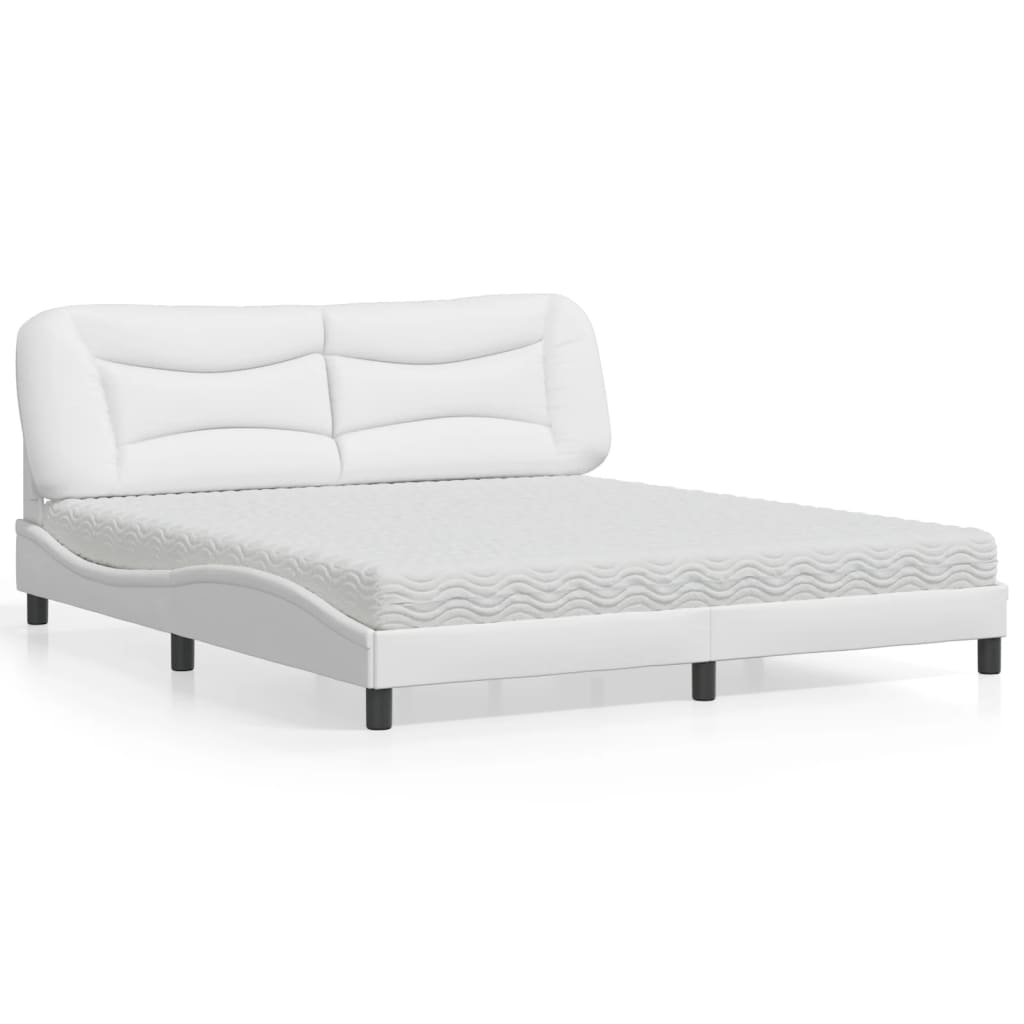 Letto con Materasso Hvar Bianco 180x200 cm in Similpelle - homemem39