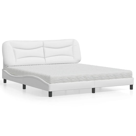 Letto con Materasso Hvar Bianco 180x200 cm in Similpelle - homemem39