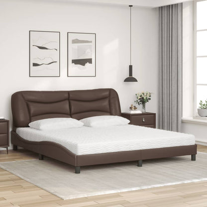 Letto con Materasso Hvar Marrone 180x200cm in Similpelle