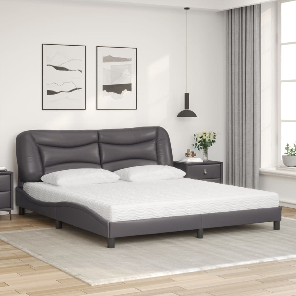 Letto con Materasso Hvar Grigio 180x200 cm in Similpelle - homemem39