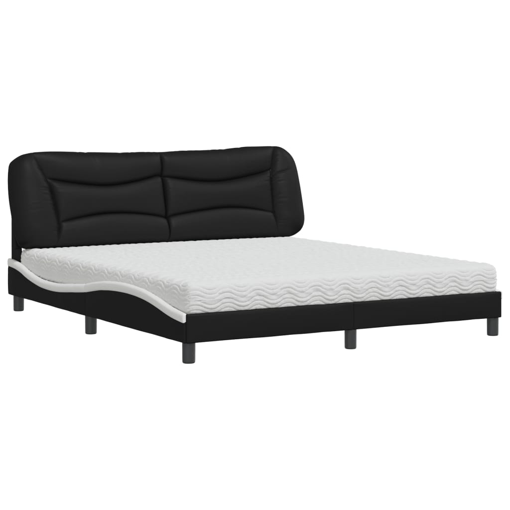 Letto con Materasso Hvar Nero e Bianco 180x200 cm in Similpelle - homemem39