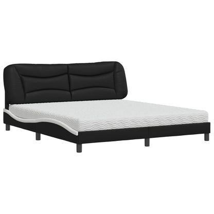 Letto con Materasso Hvar Nero e Bianco 180x200 cm in Similpelle - homemem39