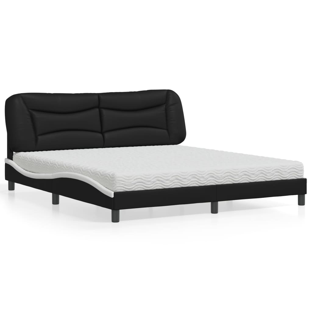 Letto con Materasso Hvar Nero e Bianco 180x200 cm in Similpelle - homemem39
