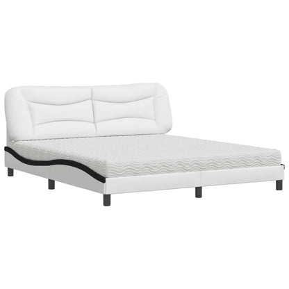 Letto con Materasso Hvar Bianco e Nero 180x200cm Similpelle - homemem39