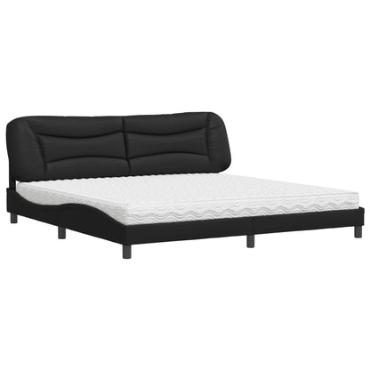 Letto con Materasso Hvar Nero 200x200 cm in Similpelle - homemem39