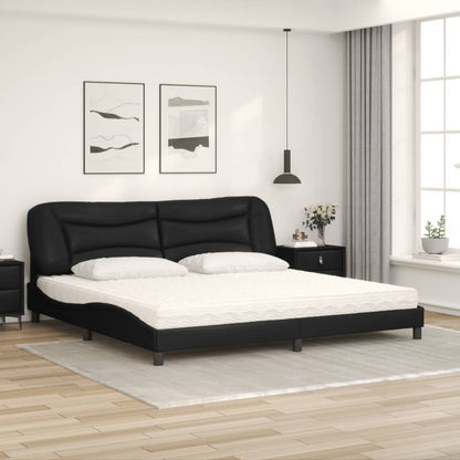 Letto con Materasso Hvar Nero 200x200 cm in Similpelle - homemem39