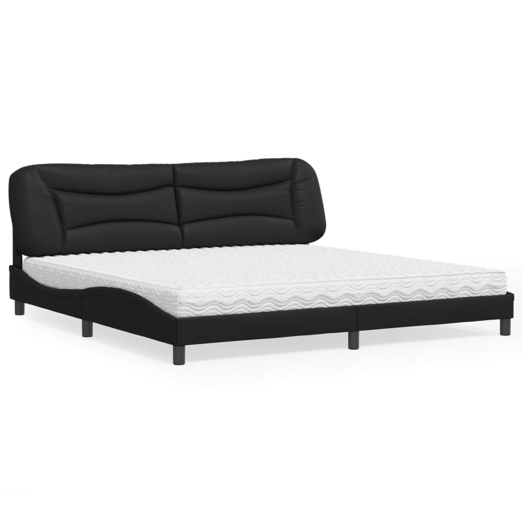 Letto con Materasso Hvar Nero 200x200 cm in Similpelle - homemem39