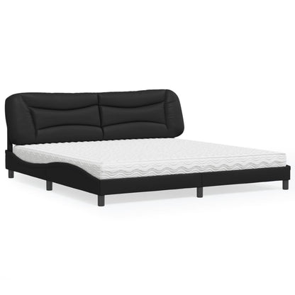 Letto con Materasso Hvar Nero 200x200 cm in Similpelle - homemem39