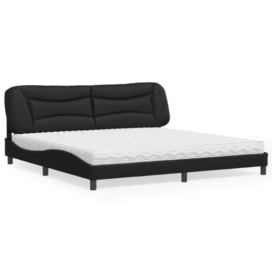 Letto con Materasso Hvar Nero 200x200 cm in Similpelle - homemem39