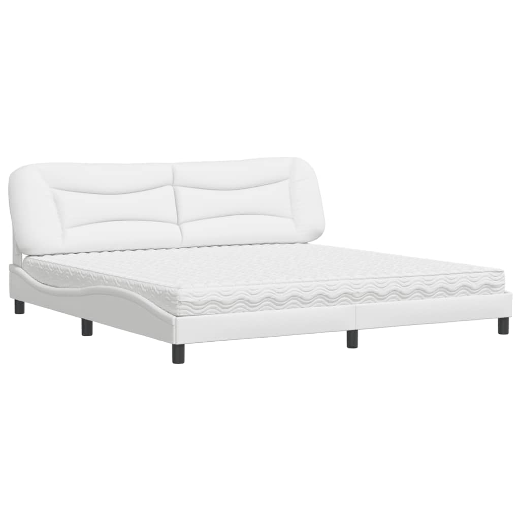 Letto con Materasso Hvar Bianco 200x200cm in Similpelle