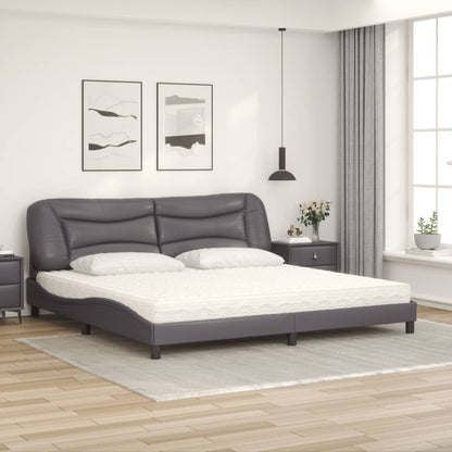 Letto con Materasso Hvar Grigio 200x200 cm in Similpelle - homemem39